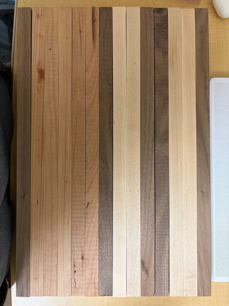 Loose hardwood strips laid out side by side