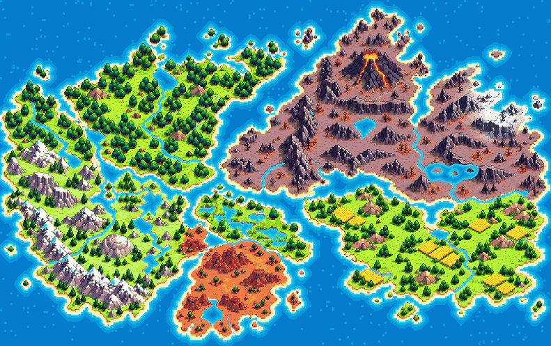 Pixel-art world map