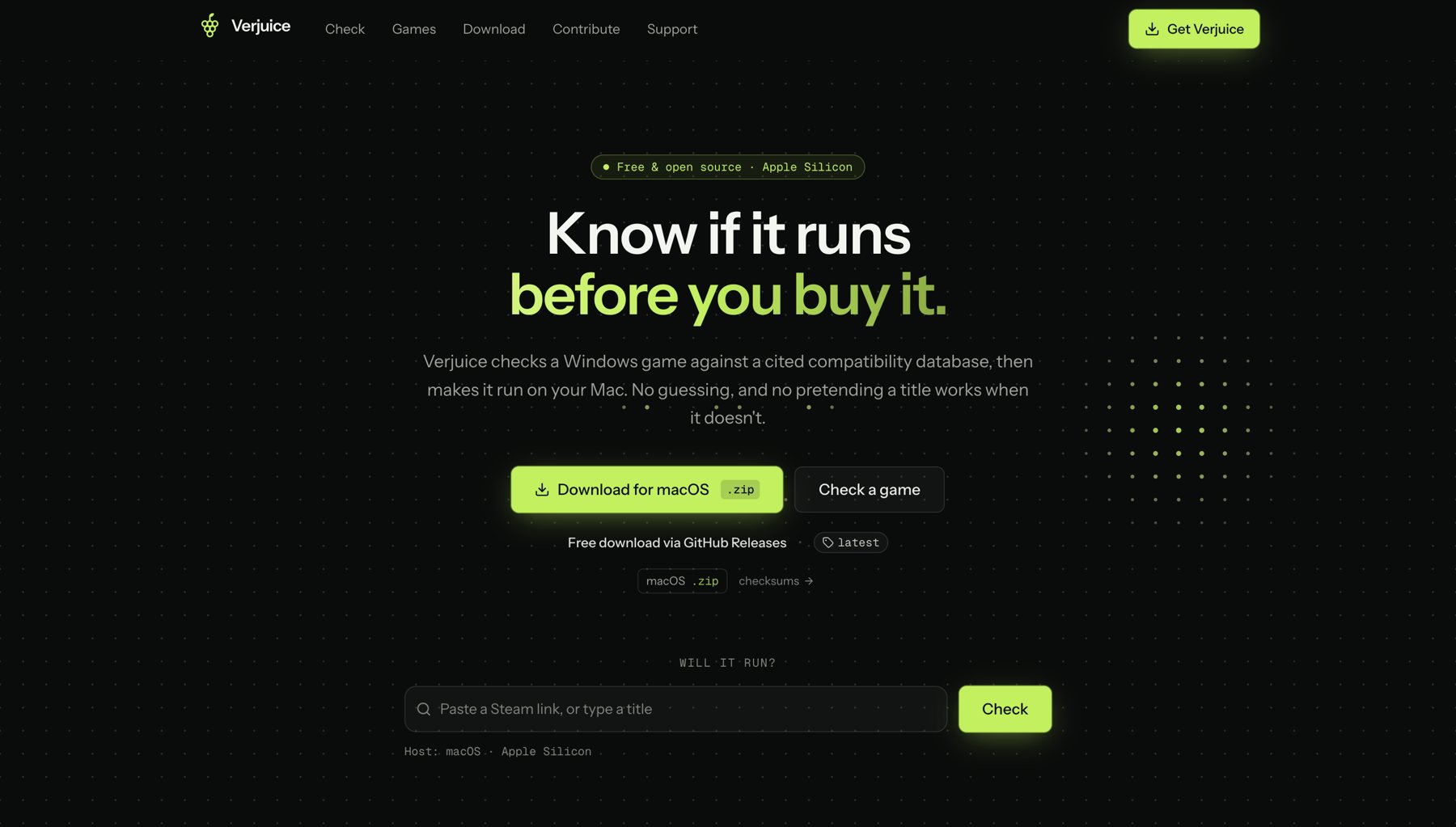 The Verjuice website hero: Know if it runs before you buy it.
